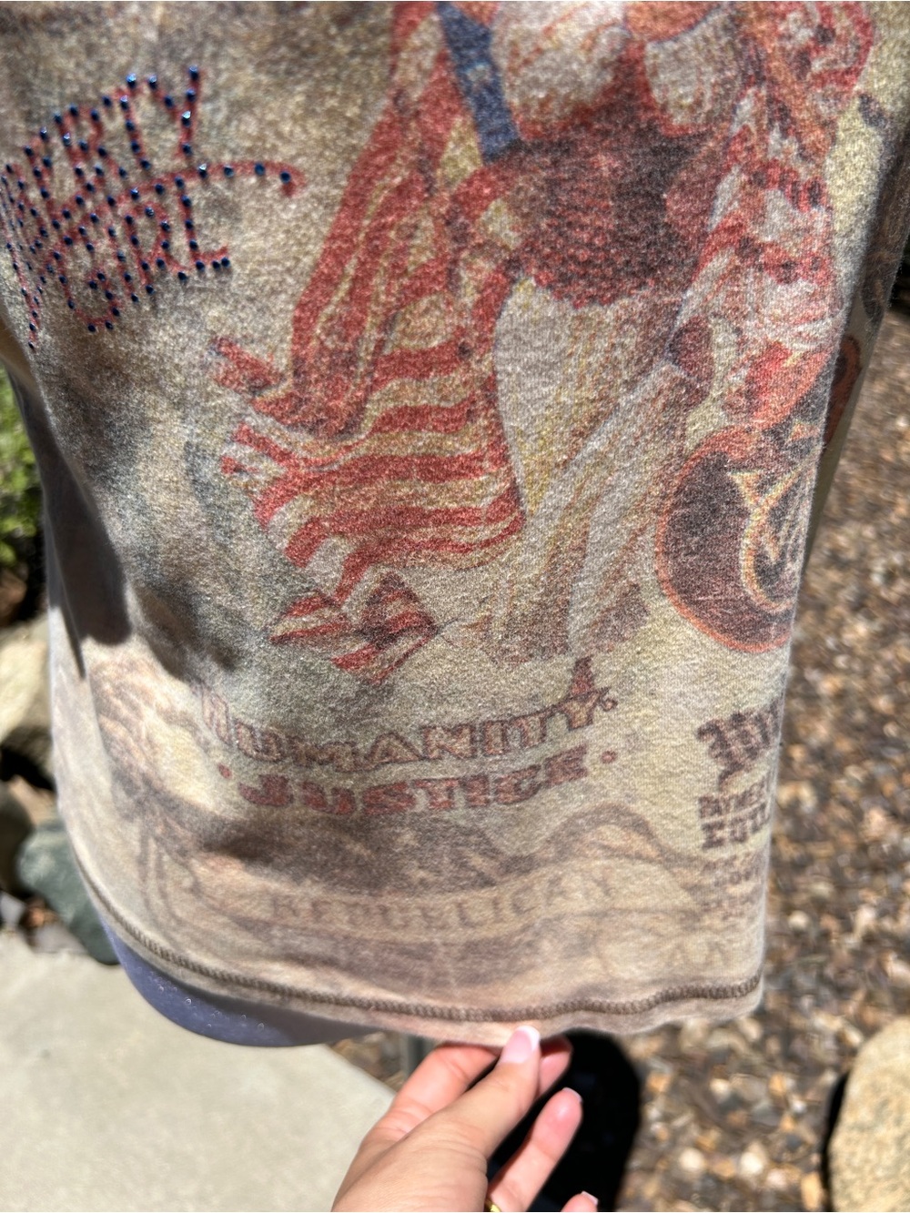 Vintage Americana Graphic Tank Top | Patriotic USA Flag Y2K Grunge Medium - Picture 4 of 4